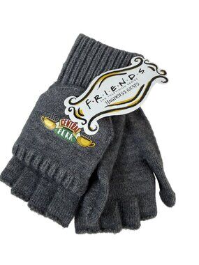 Friends Central Perk Knit Fingerless Gloves Gray Winter Accessory